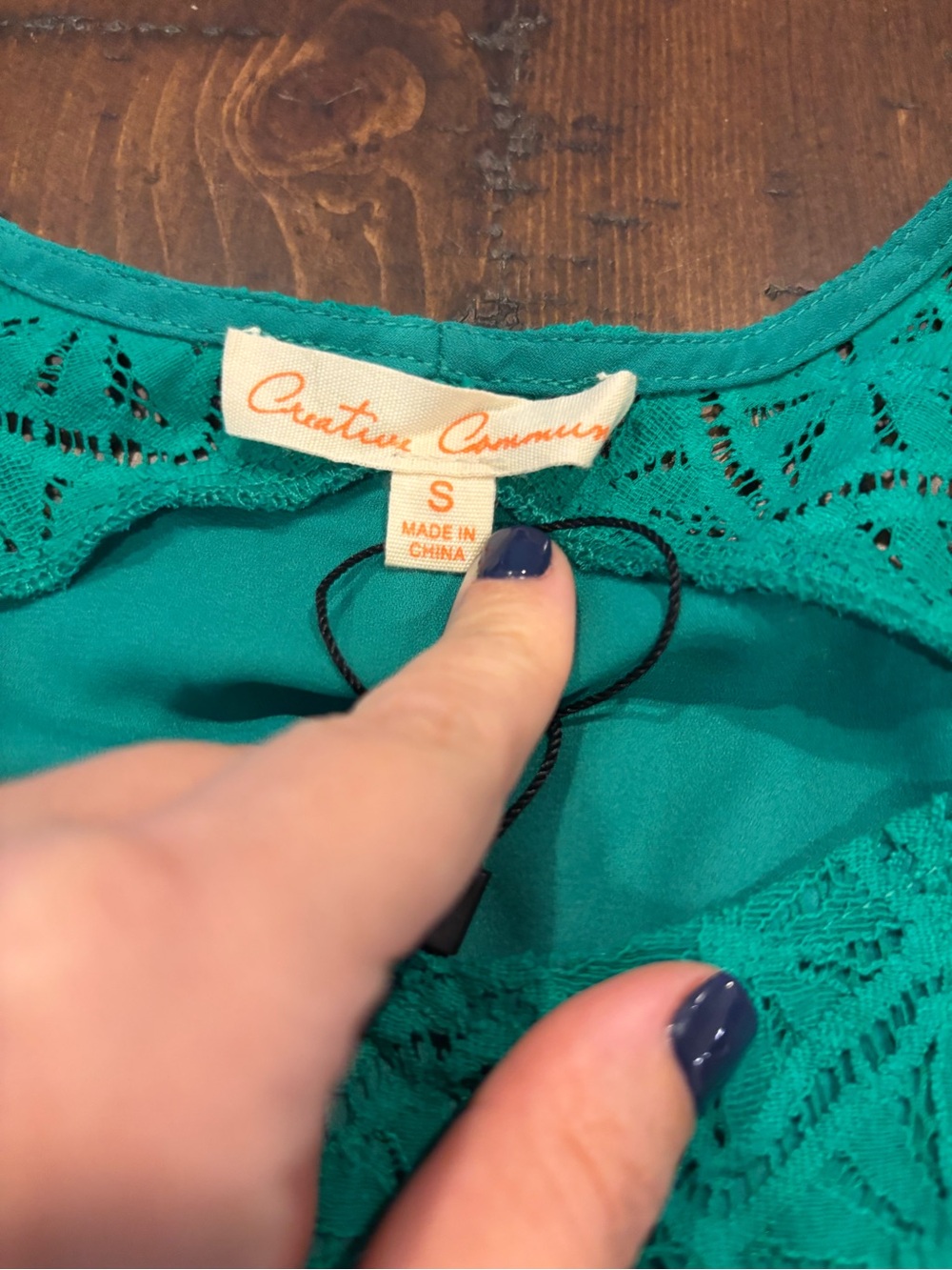 Creative Recreation Teal Crochet Trim Camisole